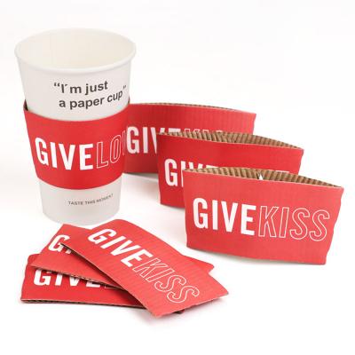 China Custom Paper Cup Recyclable Hot Sleeve Coffee Cup Heat Resistant Custom Paper Sleeve With Logo Disposable Coffee Paper Cups Sleeve for sale