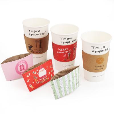 China Coffee Cup Sleeve Holder Custom Non-Slip Envelopes Custom Biodegradable Morocco Paper Cup Genuine Sleeve for sale