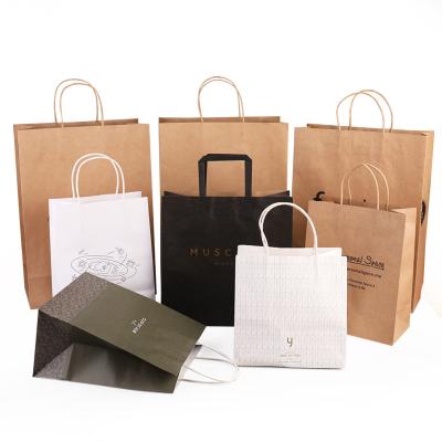 China Wholesale Recyclable Kraft Paper Shopping Bag With Logo Printed Custom Paper Bag For Gift Packaging With Handle for sale