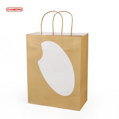 China Factory Price Recyclable Custom Design Printed Biodegradable Foldable Shopping Kraft Paper Food Bag With Your Own Logo for sale