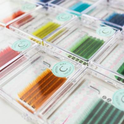 China Natural Professional Colored Rainbow False Eyelash Long Eyelash Extension For Salon for sale