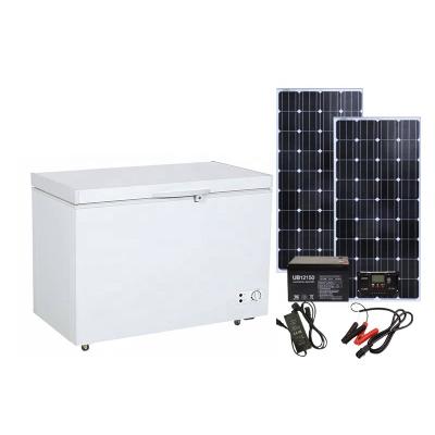 China Hotel 200 Liter 12V 24V Bigger Deep Fridge Solar Ice Storage Space Fridge Freezer With Solar And Battery for sale