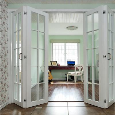 China Modern Wholesale Moisture Resistant MDF Composite Wood Folding Sliding Interior Door for sale