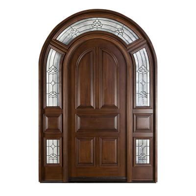 China Exterior Waterproof French Design Wooden Arch Entrance Cover Apex Building Main Door for sale