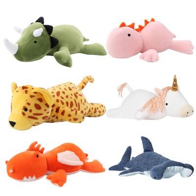 China Custom Squishy Dinosaur Weighted Plush Toys Doll Pillow Unicorn Toys For Anxiety Bedtime Leopard Dinosaur Stuffed Plush Toy for sale