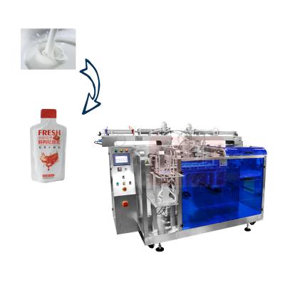 China Food Raw Milk Packaging Machine Shaped Bag Packaging Machine Double Drop Liquid Packaging Machine for sale