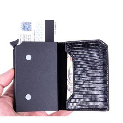 China Custom Logo Men's Aluminum Wallet RFID Credit Card Holder RFID Credit Card Holder Automatic Card Cash ID Holder for sale