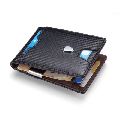 China Luxury Purse Card Holder Purse Purse Logo Ultra Thin PU Carbon Fiber rfid Leather Men's Custom Wallet for sale