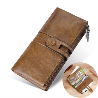 China Long Wallets Wholesale Guangzhou Genuine Leather Bifold Men's Wallets Multifunctional Zipper Wallet for Men for sale