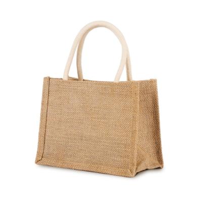 China Wholesale Eco Friendly Grocery Tote Shopping Bags Jute Bag Reusable Foldable Jute Tote Bags PE Lamination Burlap Tote Bag for sale