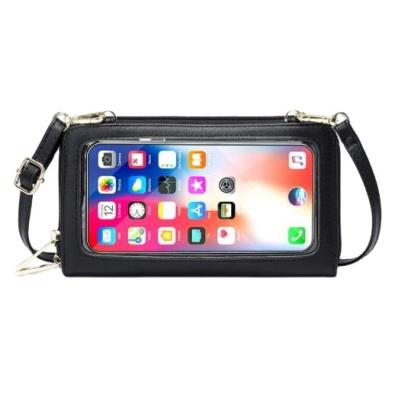 China Guangzhou Factory High Quality Touch Screen Cross - Body Phone Bag Touch Screen Ladies Fashion RFID Mobile Phone PU Mobile Phone Bag for sale