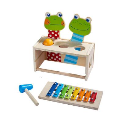 China Sound and Music Toys Amazon Hot Selling Wooden Toys for Children Hammer Bench Frog Concert Sound and Music Toys for sale