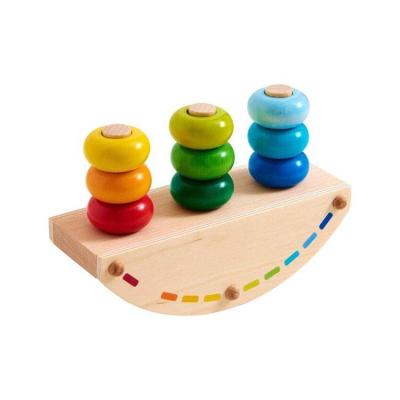 China Wooden Montessori Toys Hot Selling Products Rainbow Seesaw Pegs Stacking And Dexterity Toy The Wonders Of Toddler Montessori Wooden Toys for sale