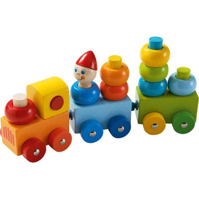 China Wooden Montessori Toys OEM Low Price Discovery Train Color Wooden Montessori Ring Toys for sale