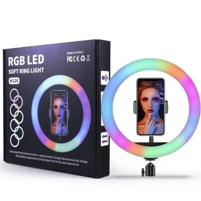 China 2020 Newest ABS+Plastic Fill Light MJ26 RGB Colorful Live Beauty Ring Light 10 Inch Fill Ring Light for sale