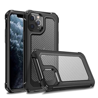 China High Quality Shockproof Carbon Fiber Transparent TPU+PC Mobile Phone Case For iPhone 11 Pro Max for sale