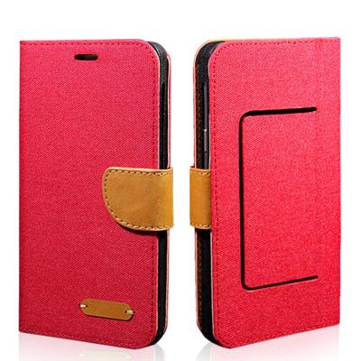 China PU Canvas Denim Shockproof Universal Wallet Flip Leather Phone Case for sale