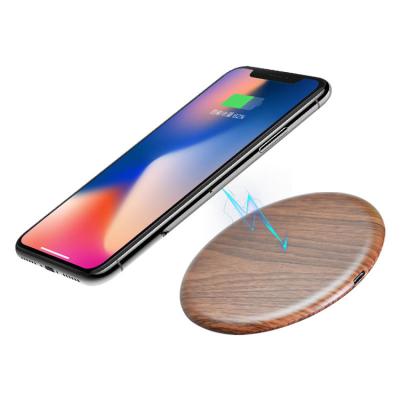 China Portable Qi Wooden Texture Mobile Phone 15W Universal Fast Wireless Charger for sale