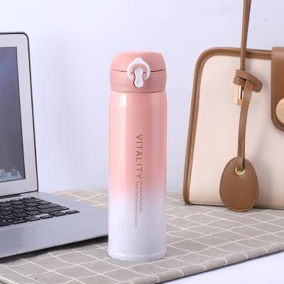 China Stylish and Custom PORTABLE Gradient Logo Bounce Cup Makaron Stainless Steel Insulation Water Bottle for Students for sale