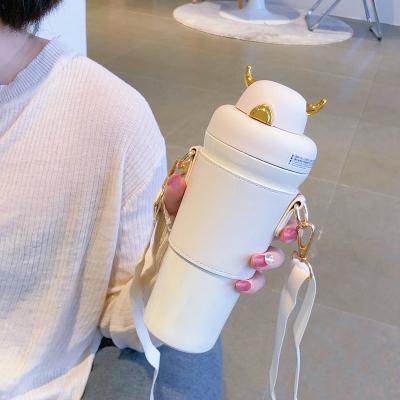 China PORTABLE Cute Small Devil Heat Insulation Cup Women Stainless Steel Insulation Water Bottle With Straw Custom Logo for sale