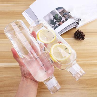 China Custom Logo 750ml Time Scale Glass Water Cup Sustainable Appearance High Standard Large Capacity Portable Bottle for sale