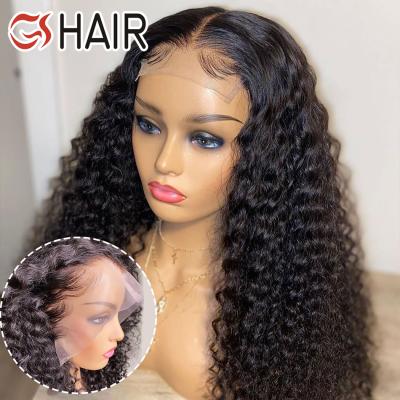 China GS Water Wave Glueless Half Lace Front Wig, Hd Transparent 13X6 Lace Front Wigs For Black Women, Brazilian Curly 360 Lace Hair Wig for sale