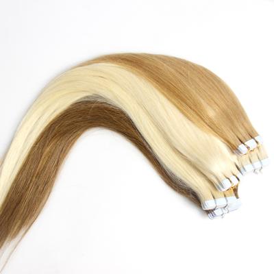 China Silky Straight Wave Tape In Blonde Human Hair Pulled Double Tape Hair Extension Hair Vendors, Russian Remy Tape Hair Extensions Wholesale for sale