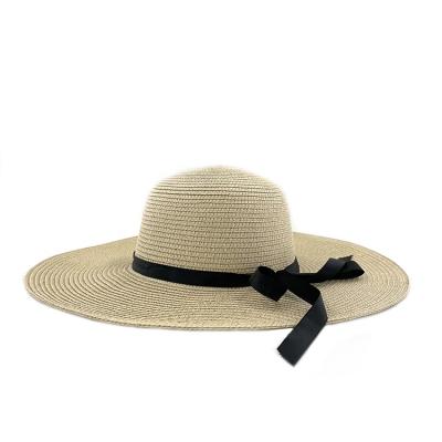 China Eco-Friendly Hat Sombreros Beach Sunvisor Women Dye Straw Hats Wide Brim Ladies Hats With Bowknot for sale