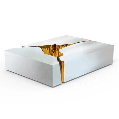 China White Stainless Steel Center Coffee Table (Height) Design Adjustable Luxury Modern Living Room Furniture for sale