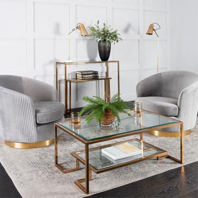 China (Size) Rectangle Adjustable Stainless Steel Mirror Gold Luxury Modern Folding Coffee Table With Glass Top for sale