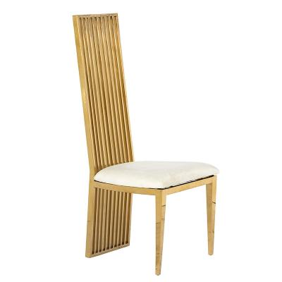 China Wholesale Adjustable (Height) White Cushion Dining Chair Wedding Chair Gold Stainless Steel High Back for sale