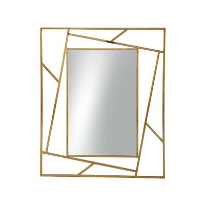 China New Arrival Rectangle Wall Mirror Gold Stainless Steel Minimalist Luxury Hotel Bedroom Decorative Wall Mirror Furniture for sale