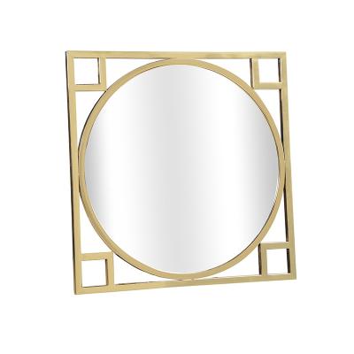 China Large Hot Selling Metal Minimalist Mirror Hotel Bathroom Bedroom Mirror Gold Mirror Modern Decorative Wall Decor for sale