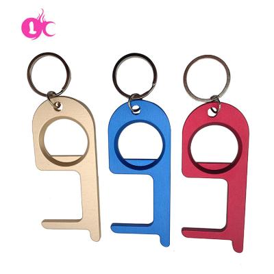 China Aluminum Touch Safety Hygenic Door Handle Opener Sanitary Free Key Chain Key Chain Modern Hands Free Metal Handless for sale