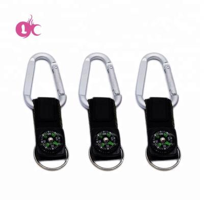 China Custom Engravable Eco Friendly Outdoor Camping Aluminum Carabiner Quality Assurance Logo Key Chain With Compass for sale