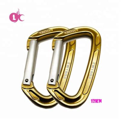 China Use for outdoor hammock factory price wholesale good quality D shape climbing aluminum carabiner 15KN with snap lock for sale