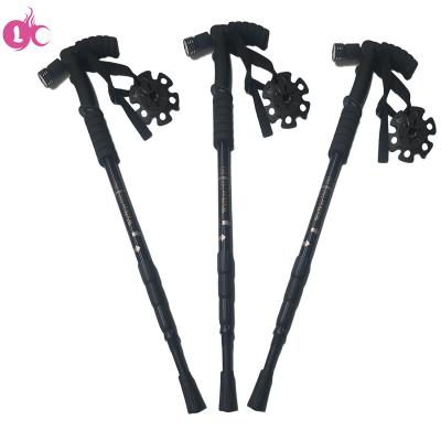 China Hot-selling 4 Sections Quick Adjustable Factory Price Height Nordic Alpenstock With LED Light For Old Man for sale