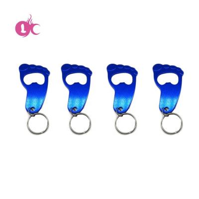 China Factory Price Factory Price Metal Foot Shape Custom Aluminum Beer Bottle Opener Key Chain for sale