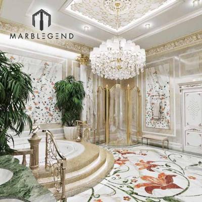 China Luxury Super Luxury Marble Stairs And Granite Living Room Interior Design Wooden Wall Panels for sale