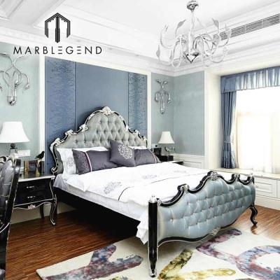 China Luxury modern calssic style 3D rendering light blue color bedroom wall wardrobe design for sale