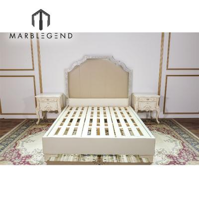 China (Size) Designbed Luxury White Wooden Bedroom Adjustable Interior Royal Furniture Shell Bed for sale