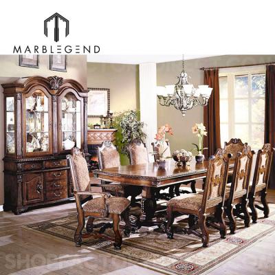 China Adjustable (Height) Customized Home Funitures Luxury Interior Design Styles Antique Wooden Royal Plank Dining Room Style Dining Tables for sale