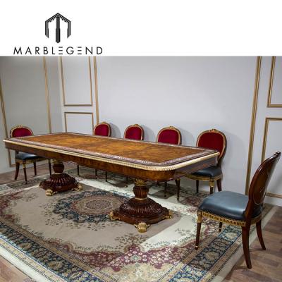 China Best Quality Solid Wood Dining Tables Rectangular (Size) Latest Style Decor Royal Home Adjustable Antique European Design for sale