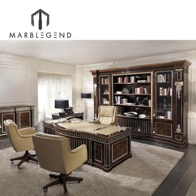 China (Size) PFM Interior Design Adjustable Classic Office Furniture With Book Cabinet Customized Home Office Classic Desks For Apartment for sale