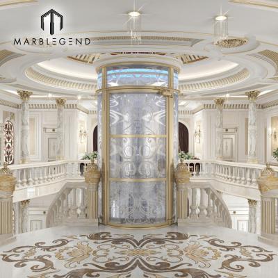 China Wall/flooring imperial luxury waterject design marble medallion inlay floor design arab villa majlis for sale for sale