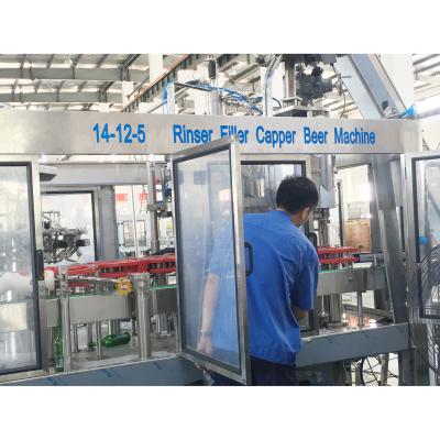 China Small Food Craft Cerveza Pivo Ale Stretcher Lager Barley Beer Bottle Rinsing Filler Cap Crown Cap Sealing Machine for sale