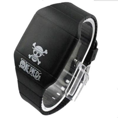 China Black Rubber Men LED Digital Sports Watch With Skull Logo Print For Halloween Gift for sale