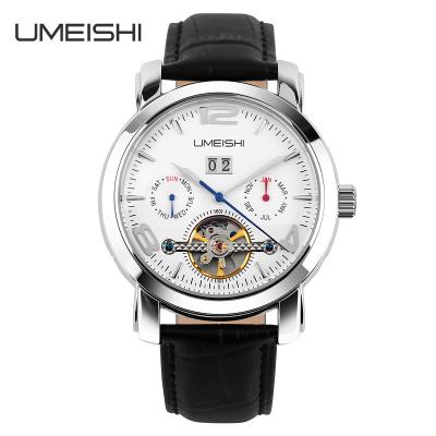 China Fashion Automatic Mechanical Watch With Metal Strap Cow Genuine Leather Band for sale