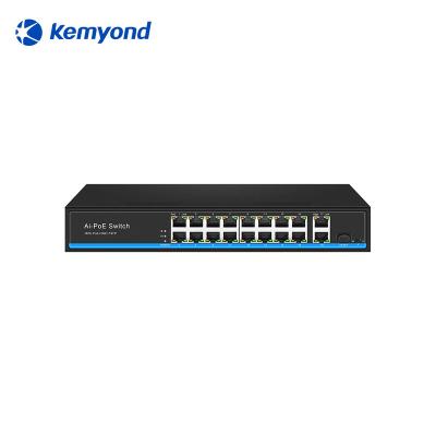 China LACP 16 port POE switch for IP camera with 2 port 1000M 1 SFP port uplink PoE Ethernet switch 48v poe switch for sale