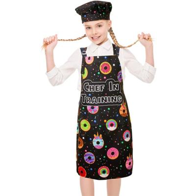 China Outdoor Cycling Chef Hat Sport Kids Apron Set For Girls Kitchen Adjustable Cooking Apron With Pockets For Doing Painting Gardening for sale